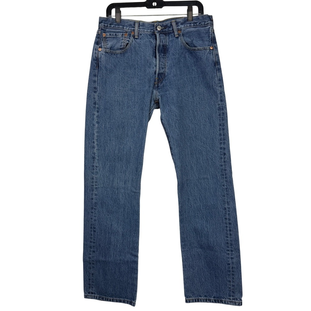 Levis 501 BUTTON FLY Original Fit Jeans Mens Size 33x32 100% Cotton Blue Denim